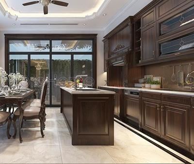 Kính ốp bếp màu nâu