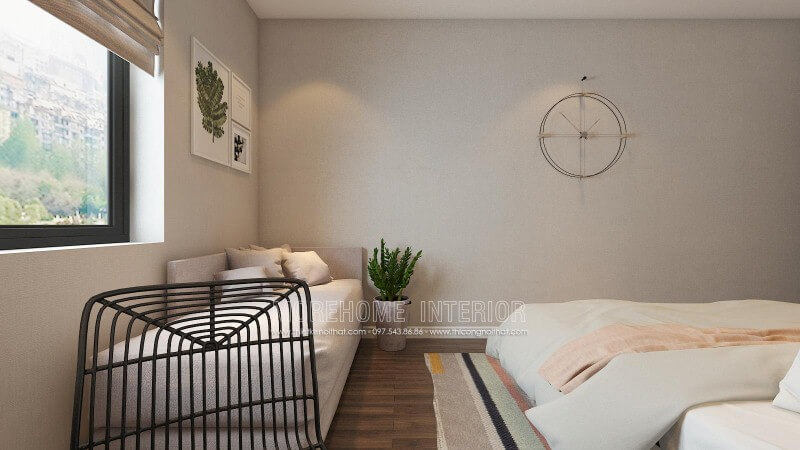 Ghế đôn sofa dài sáng màu thư giãn với thiết kế đơn giản nhưng êm ái sẽ là lựa chọn tuyệt vời cho phòng ngủ hiện đại. Thiết kế phòng ngủ biệt thự