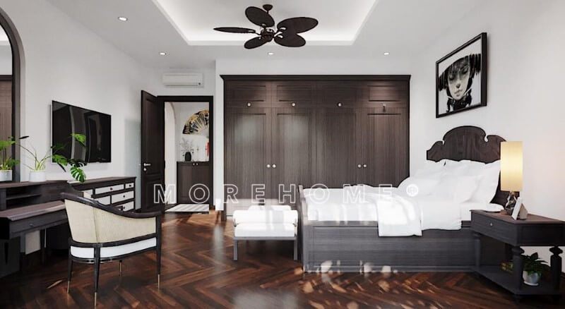 .
Khi được trang trí bằng sàn gỗ ốp, hoa văn độc đáo và lạ mắt, không gian nội thất trong phòng ngủ trở nên sang trọng hơn.