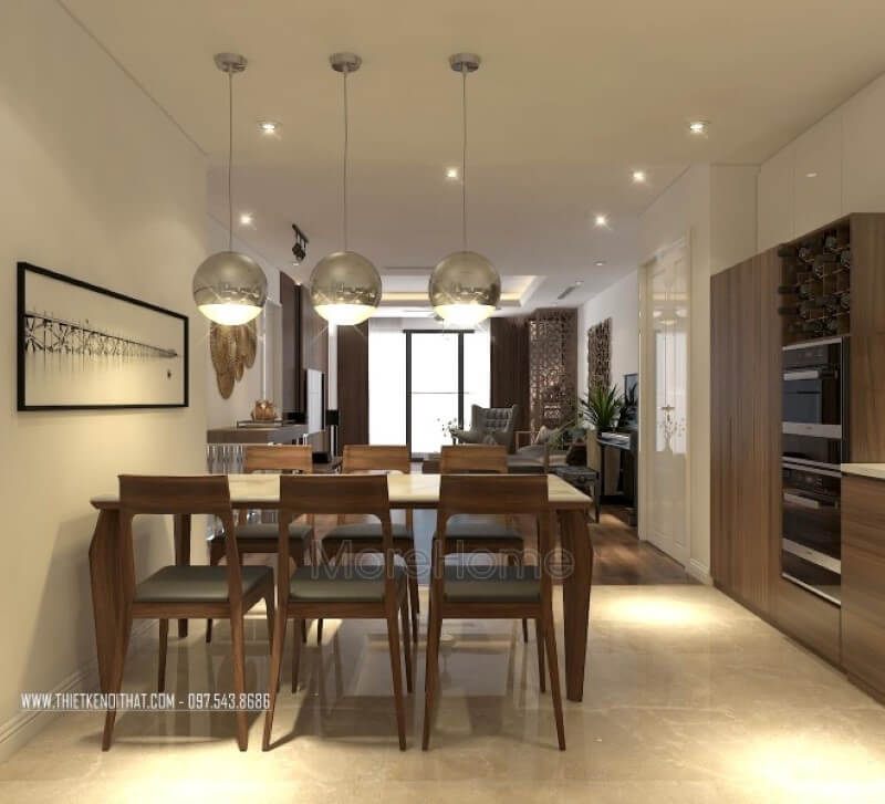 Để đáp ứng nhu cầu nội thất cao cấp cho căn hộ chung cư Imperia Garden Hà Nội, chúng tôi sẽ thiết kế bộ bàn ghế ăn gỗ óc chó đẹp với mặt đá nhân tạo vân mây và ghế ăn bọc da. Đây là sản phẩm nội thất có tuổi thọ sử dụng cao, mang đến cho gia chủ sự sang trọng và chất lượng cao.